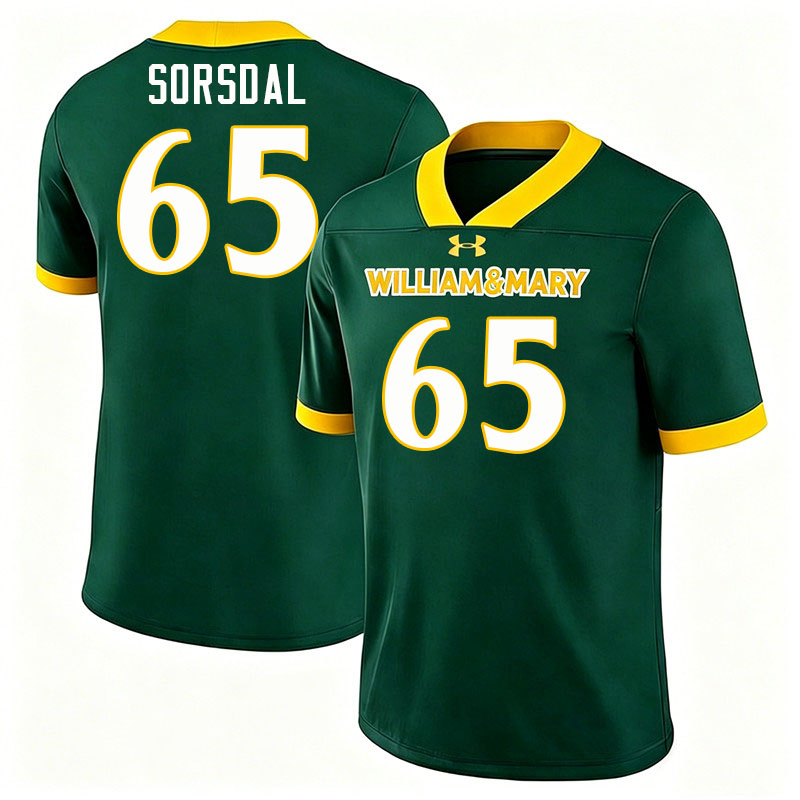 William & Mary Tribe #65 Colby Sorsdal College Football Jerseys,Uniforms-Green